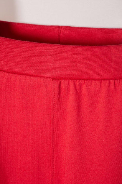 CONJUNTO LITTLEMIC CAQUI Y ROJO ESTAMPADO EN FRENTE PARA BEBÉ NIÑO