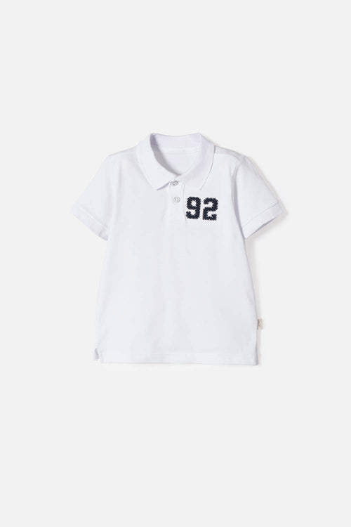 POLERA TIPO POLO DE LITTLEMIC BLANCO PARA NIÑO 2T A 5T