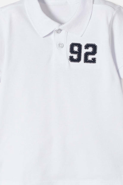 POLERA TIPO POLO DE LITTLEMIC BLANCO PARA NIÑO 2T A 5T