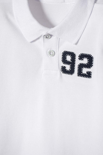POLERA TIPO POLO DE LITTLEMIC BLANCO PARA NIÑO 2T A 5T