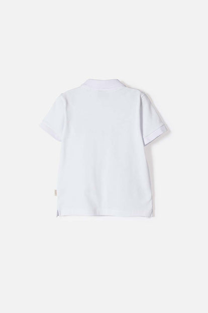 POLERA TIPO POLO DE LITTLEMIC BLANCO PARA NIÑO 2T A 5T