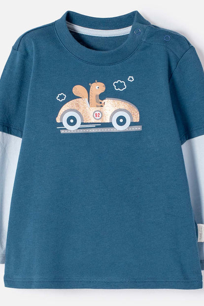 CONJUNTO LITTLEMIC AZUL Y GIRS MANGA CORTA PARA BEBÉ NIÑO