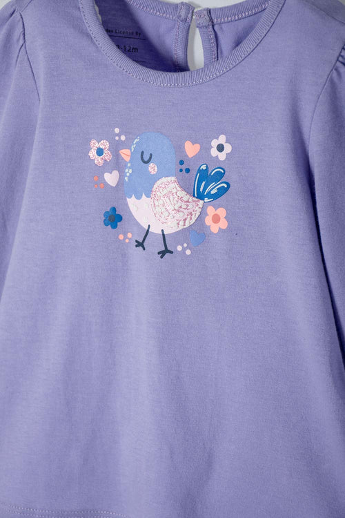 CONJUNTO LITTLEMIC MULTICOLOR DE CAMISETA ESTAMPADA EN FRENTE PARA BEBÉ NIÑA