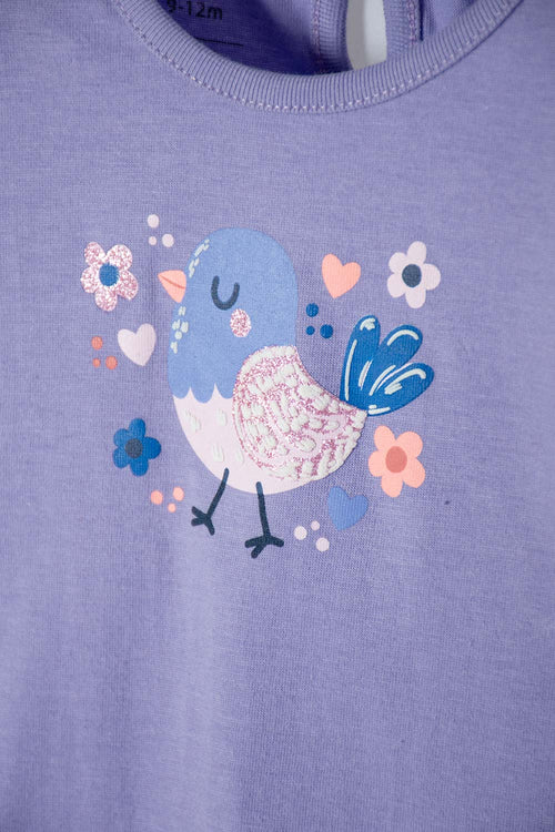 CONJUNTO LITTLEMIC MULTICOLOR DE CAMISETA ESTAMPADA EN FRENTE PARA BEBÉ NIÑA