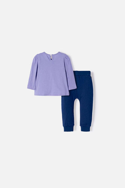 CONJUNTO LITTLEMIC MULTICOLOR DE CAMISETA ESTAMPADA EN FRENTE PARA BEBÉ NIÑA