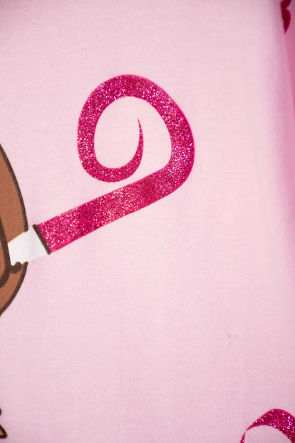 POLERA DE CAPYBARA ROSA PASTEL MANGA CORTA PARA NIÑA