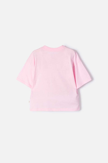 POLERA DE CAPYBARA ROSA PASTEL MANGA CORTA PARA NIÑA
