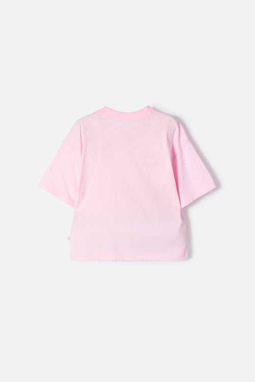 POLERA DE CAPYBARA ROSA PASTEL MANGA CORTA PARA NIÑA
