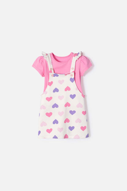 VESTIDO TIPO JARDINERA DE LITTLEMIC MULTICOLOR PARA NIÑA 2T A 5T