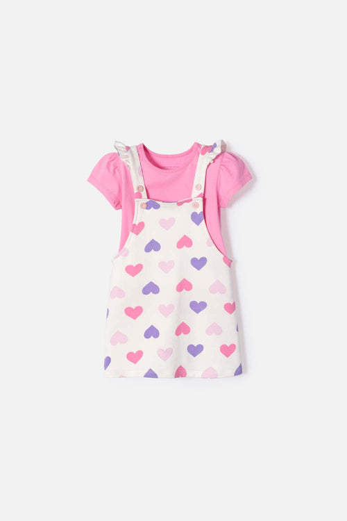 VESTIDO TIPO JARDINERA DE LITTLEMIC MULTICOLOR PARA NIÑA 2T A 5T
