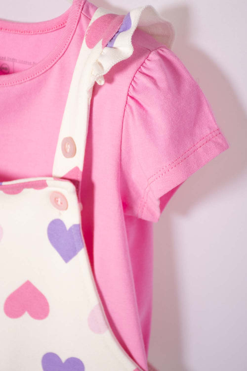 VESTIDO TIPO JARDINERA DE LITTLEMIC MULTICOLOR PARA NIÑA 2T A 5T