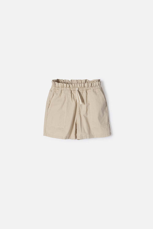 SHORT DE MIC CON CORDÓN CAQUI PARA NIÑA