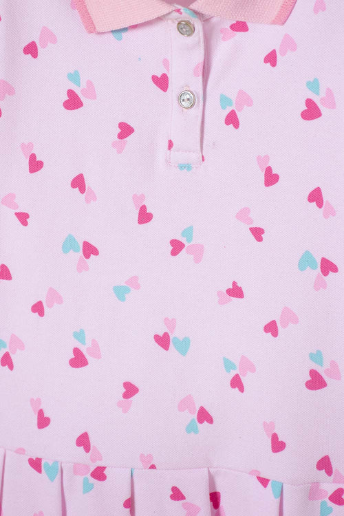 VESTIDO DE LITTLEMIC MANGA CORTA ROSADO PARA NIÑA 2T A 5T