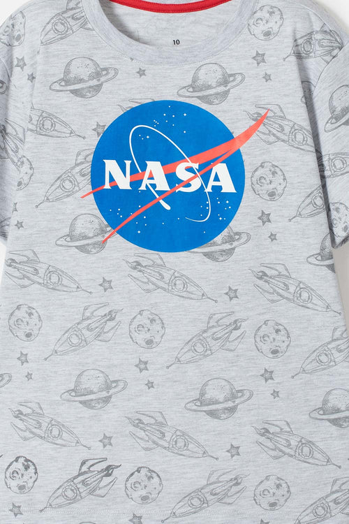 POLERA DE LA NASA MANGA CORTA GRIS PARA NIÑO