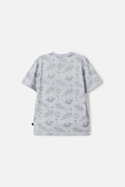 POLERA DE LA NASA MANGA CORTA GRIS PARA NIÑO