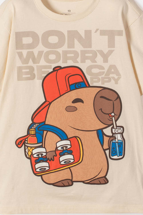 POLERA DE MIC MANGA CORTA ALMENDRA PARA NIÑO