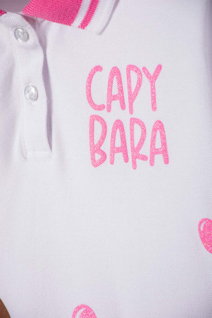 POLERA CAPIBARA TIPO POLO BLANCO PARA NIÑA