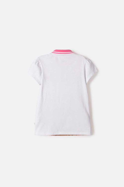 POLERA CAPIBARA TIPO POLO BLANCO PARA NIÑA