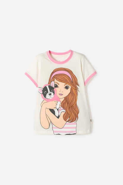 POLERA DE MIC MANGA CORTA MULTICOLOR PARA NIÑA