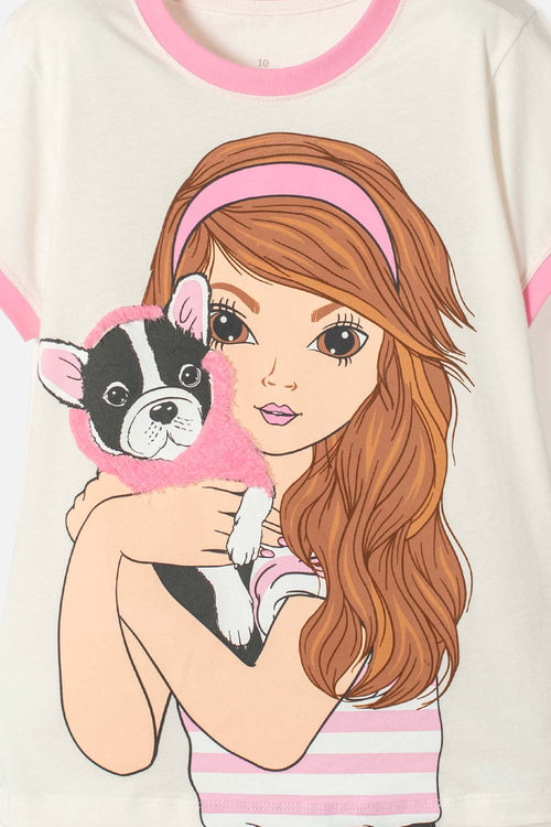 POLERA DE MIC MANGA CORTA MULTICOLOR PARA NIÑA