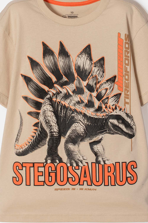 POLERA DE MIC MANGA CORTA CAQUI PARA NIÑO