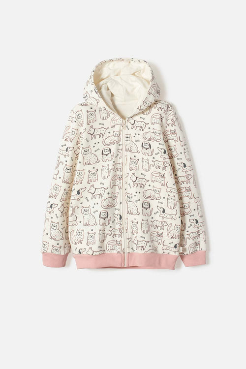 POLERON DE MIC CON CAPUCHA MARFIL PARA NIÑA