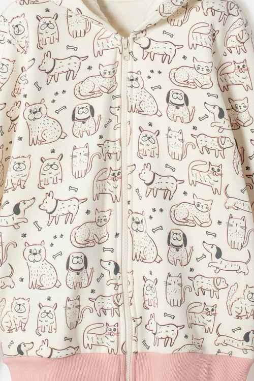 POLERON DE MIC CON CAPUCHA MARFIL PARA NIÑA