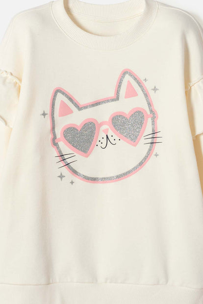 POLERON DE MIC CON BOLEROS CREMA PARA NIÑA