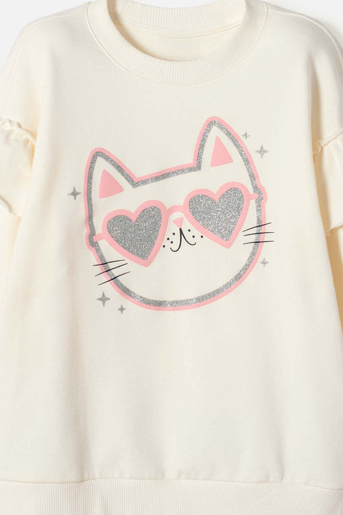 POLERON DE MIC CON BOLEROS CREMA PARA NIÑA