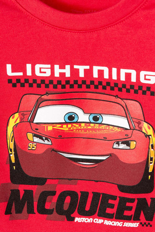 POLERA DE CARS CUELLO REDONDO ROJA PARA NIÑO DE 2T A 5T