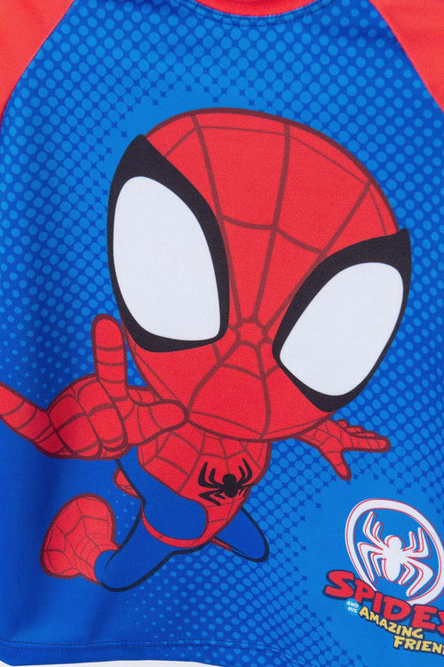 CONJUNTO DE BAÑO DE SPIDEY AND HIS AMAZING FRIENDS MANGA LARGA ROJO PARA NIÑO 2T A 5T