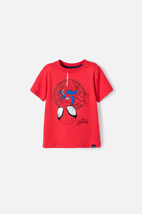 POLERA SPIDER-MAN MANGA CORTA ROJA PARA NIÑO 2T A 5T