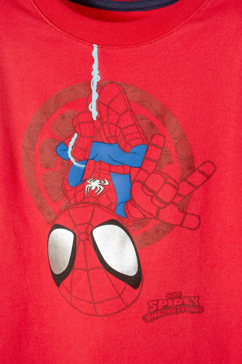 POLERA SPIDER-MAN MANGA CORTA ROJA PARA NIÑO 2T A 5T
