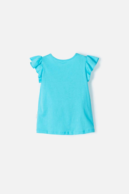 POLERA DE FROZEN MANGA CORTA AZUL PARA NIÑA 2T A 5T