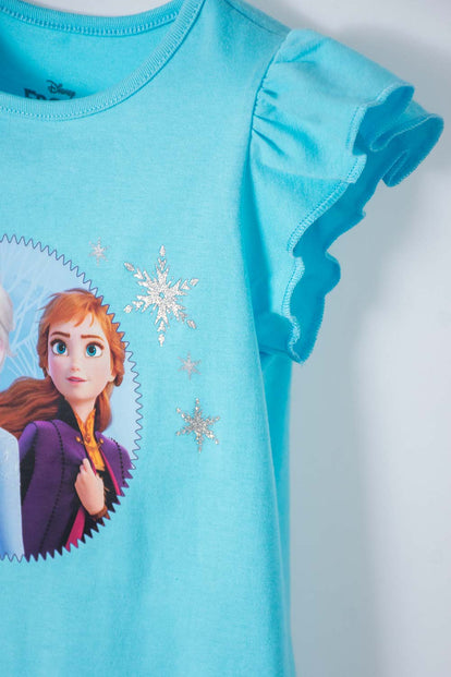 POLERA DE FROZEN MANGA CORTA AZUL PARA NIÑA 2T A 5T