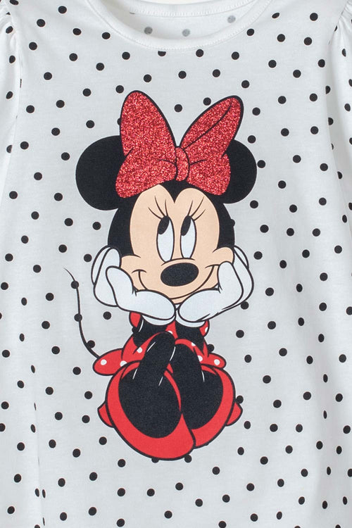 POLERA MINNIE MOUSE MARFIL MANGA LARGA PARA NIÑA 2T A 5T