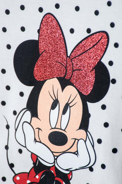 POLERA MINNIE MOUSE MARFIL MANGA LARGA PARA NIÑA 2T A 5T