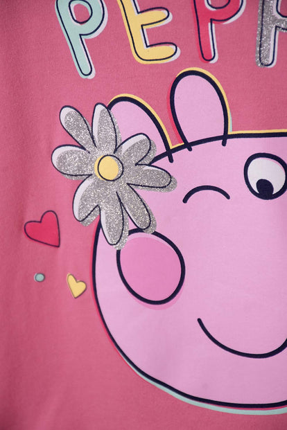 POLERA DE PEPPA PIG ROSADA CON ESTAMPADO BRILLANTE PARA NIÑA 2T A 5T