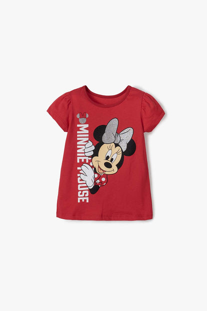 POLERA DE MINNIE MOUSE ROJA MANGA CORTA PARA NIÑA 2T A 5T