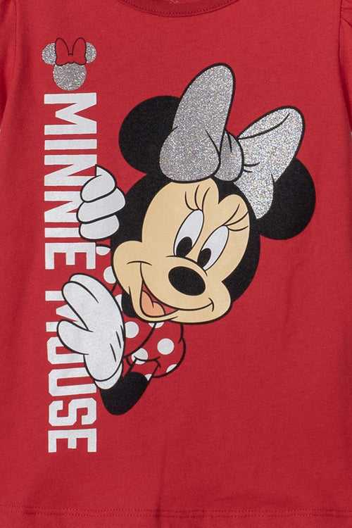 POLERA DE MINNIE MOUSE ROJA MANGA CORTA PARA NIÑA 2T A 5T