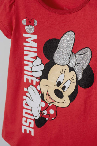 POLERA DE MINNIE MOUSE ROJA MANGA CORTA PARA NIÑA 2T A 5T