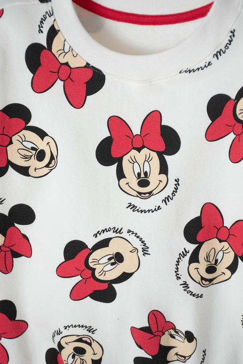 CONJUNTO DE MINNIE MOUSE CON CORDÓN MARFIL PARA NIÑA 2T A 5T