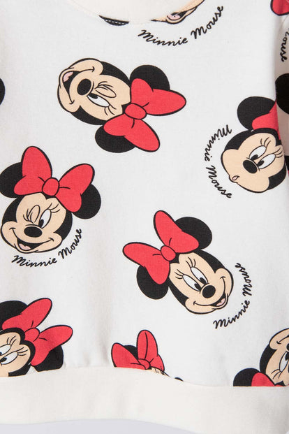 CONJUNTO MINNIE MOUSE CON PANTALÓN LARGO MARFIL PARA BEBÉ NIÑA