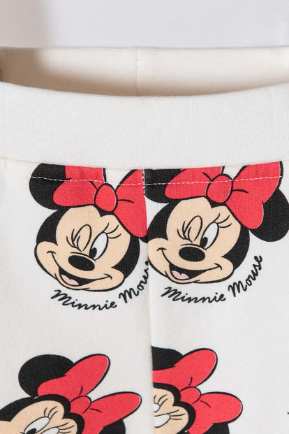 CONJUNTO MINNIE MOUSE CON PANTALÓN LARGO MARFIL PARA BEBÉ NIÑA