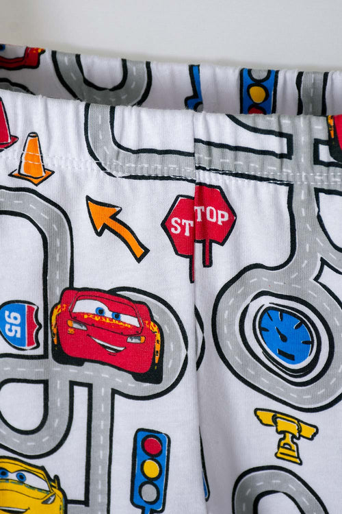 PIJAMA DE CARS CON PANTALÓN LARGO BLANCO Y ROJO PARA NIÑO 2T A 5T