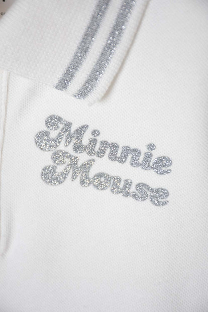 POLERA TIPO POLO DE MINNIE MOUSE MARFIL PARA NIÑA 2T A 5T