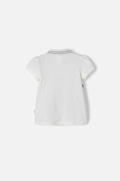 POLERA TIPO POLO DE MINNIE MOUSE MARFIL PARA NIÑA 2T A 5T