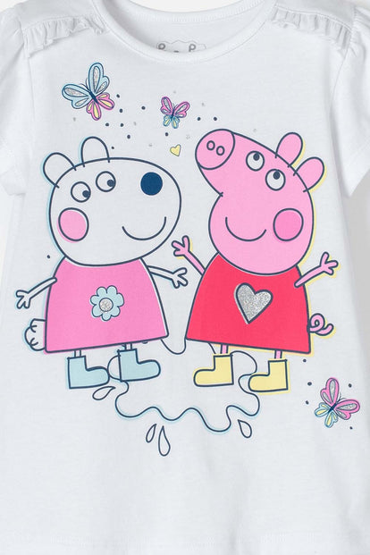 POLERA DE PEPPA PIG MANGA CORTA BLANCO PARA NIÑA 2T A 5T