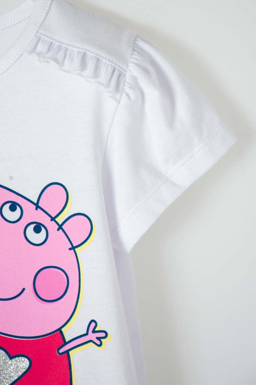 POLERA DE PEPPA PIG MANGA CORTA BLANCO PARA NIÑA 2T A 5T