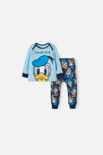 PIJAMA PATO DONALD CON PANTALÓN LARGO AZUL PARA BEBÉ NIÑO
